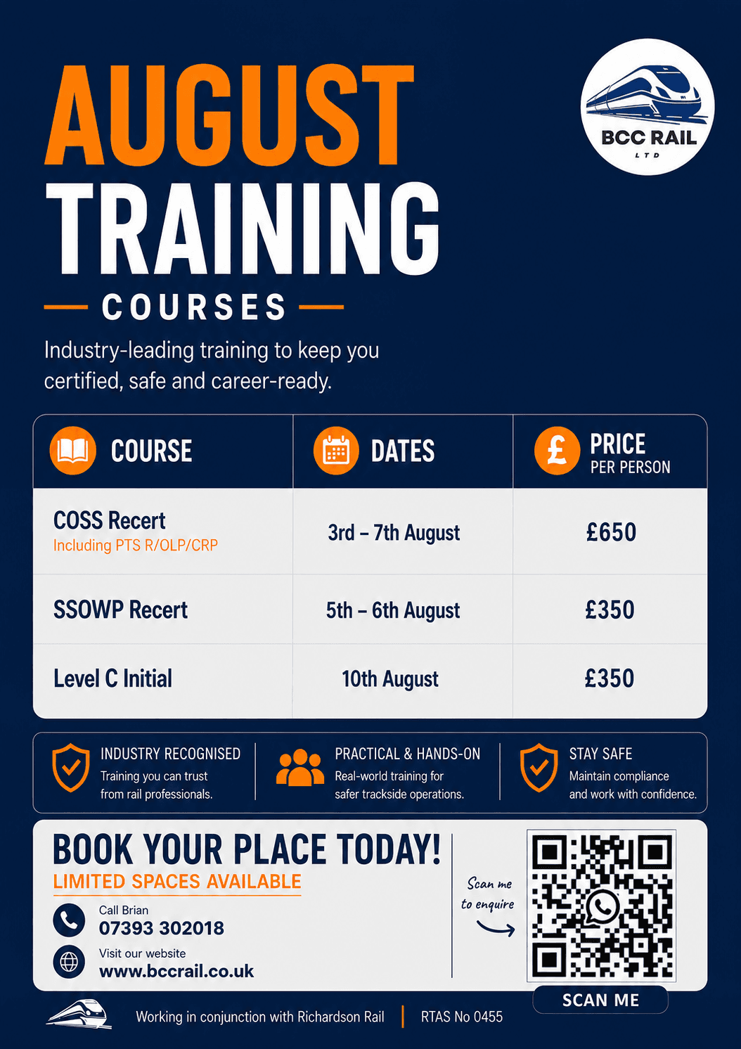 August Training Courses course poster