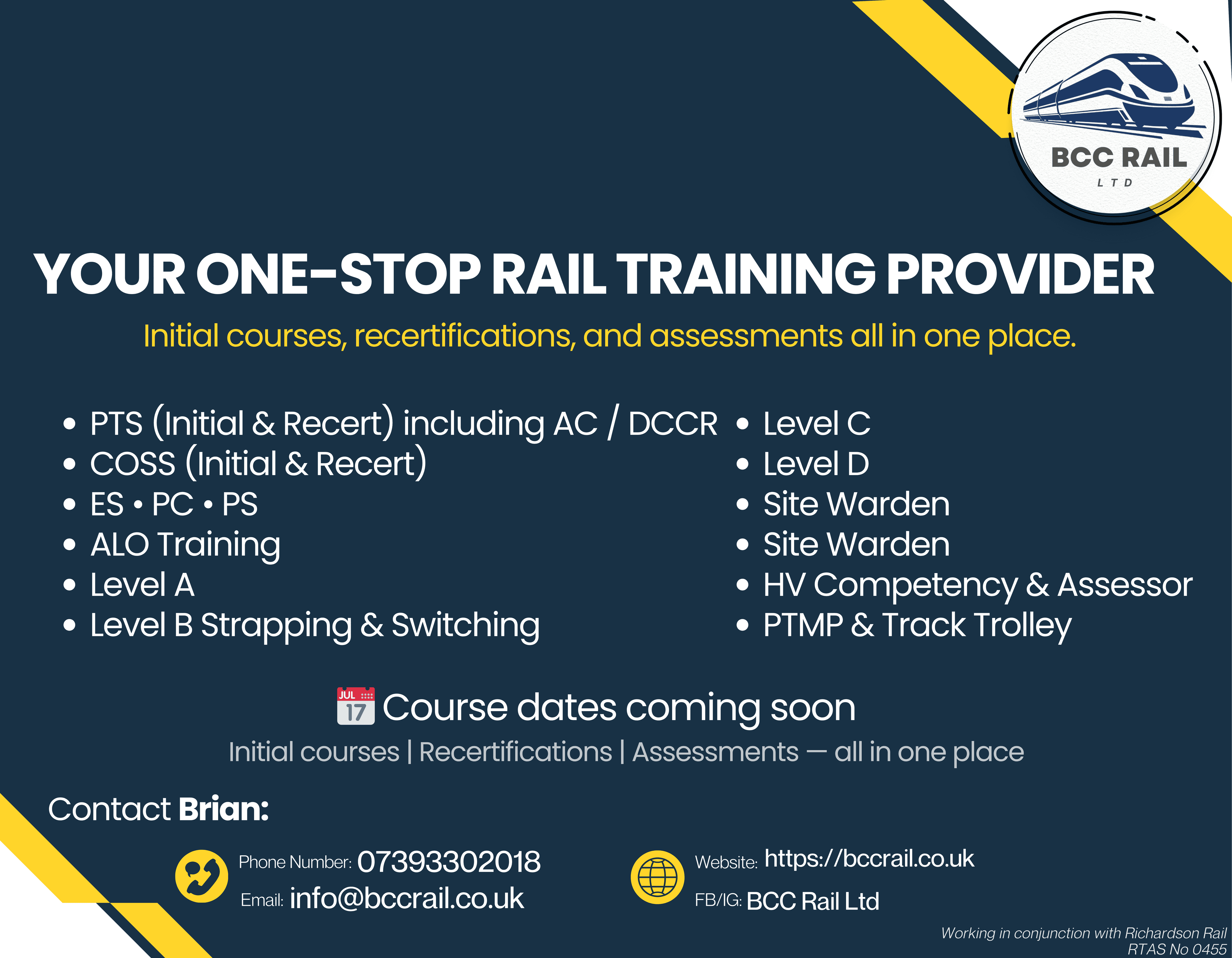 Assessment BCC Rail Ltd course poster